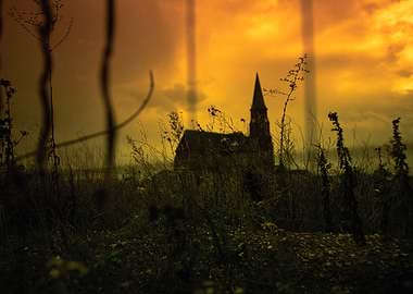 Silhouette of Church at Sunset