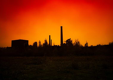 Industrial Silhouette at Sunset