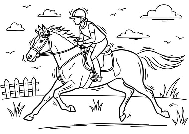 Horseback Riding Line Art Illustration