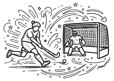 Field Hockey Player and Goalie Illustration