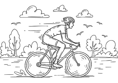 Cyclist in Nature Black and White