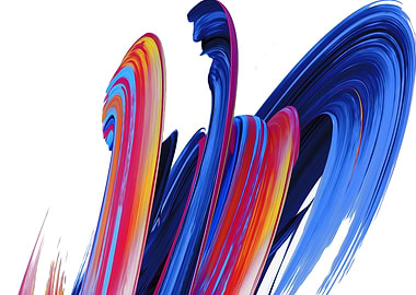 Abstract Colorful Brush Strokes on White