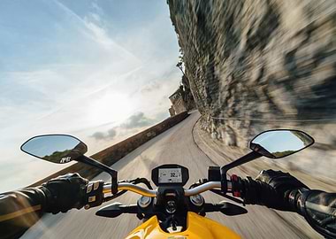 Motorcycle ride on winding road