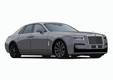Gray Rolls Royce Car Illustration