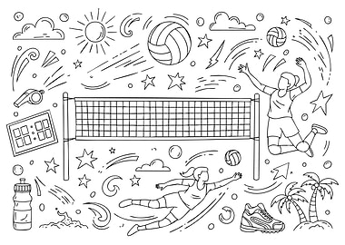 Volleyball Doodle Art