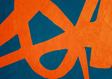 Abstract Orange and Blue Textured Painting