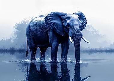 Blue Elephant in Water