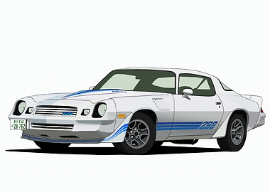White Chevrolet Camaro Z28 Illustration