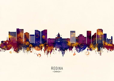 Regina, Canada Skyline Watercolor