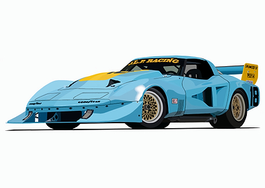 Light Blue Racing Car Illustration