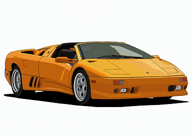 Orange Lamborghini Diablo Roadster Illustration