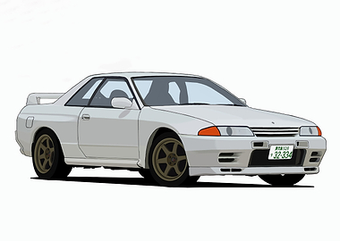 White Nissan Skyline R32 Illustration