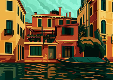 Venice Canal Illustration