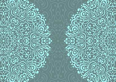 Turquoise Floral Mandala Pattern