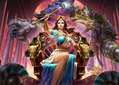 Goddess on Throne with Guardians