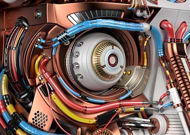 Detailed Futuristic Machine Component Close-Up