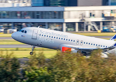 Scandinavian Airlines plane taking off