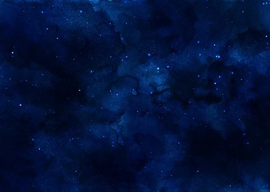 Watercolor Dark Blue Starry Night Sky