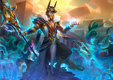 Anubis Digital Art with Egyptian Pyramids