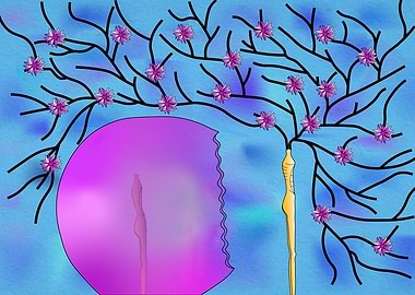 Abstract Tree with Flower-like Shapes