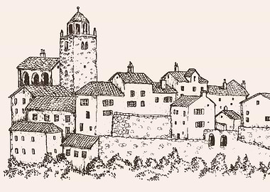 European Village Sketch