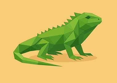 Geometric Green Iguana Illustration