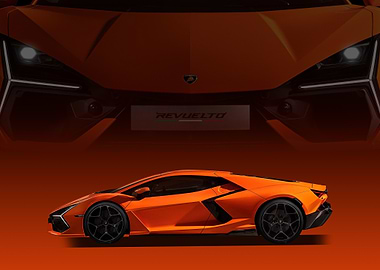 Orange Lamborghini Revuelto Car