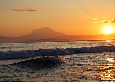 Mount Fuji Sunset Seascape