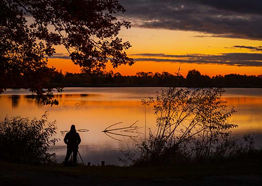 Sunset Lake Photographer Silhouette
