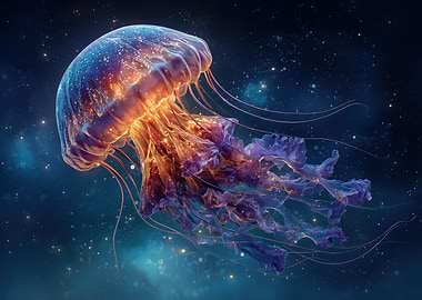 Glowing Jellyfish in Space