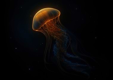 Golden Jellyfish in Dark Waters