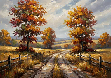 Autumn Road Painting