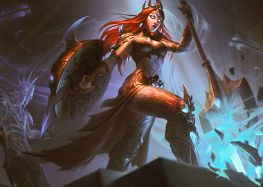 Fantasy Warrior Woman with Spear and Shield