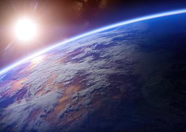 Earth from Space with Sun
