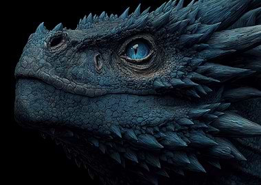 Detailed Blue Dragon Head Close-Up