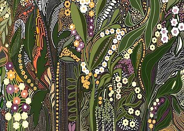 Floral Pattern with Dark Background