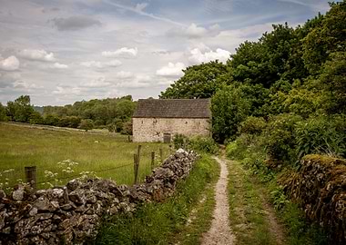 Stone Barn in Rural Landscape