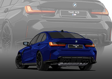 Blue BMW M3 illustration