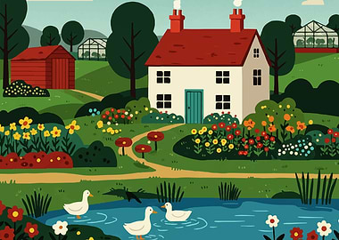 Idyllic Countryside Cottage with Pond