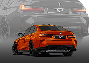 Orange BMW M3 Illustration