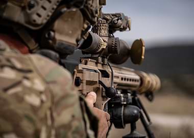 Military Sniper with Rifle and Scope