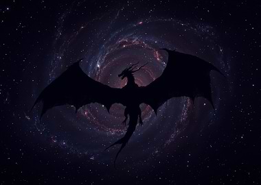 Dragon Silhouette in Space