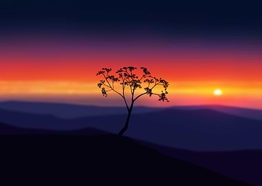 Silhouette Tree Sunset Landscape