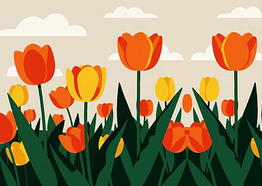 Tulip Field Illustration