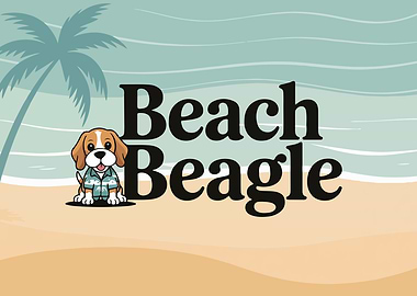 Beach Beagle Cartoon Illustration