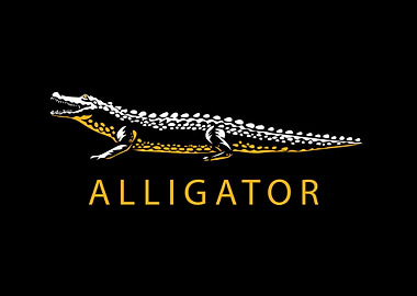 Alligator Illustration on Black Background