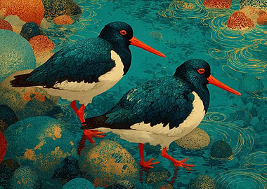 Oystercatchers in Water