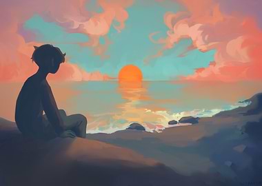 Sunset Beach Contemplation