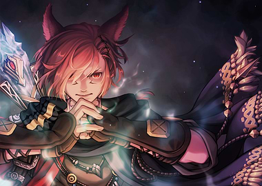 Anime Character with Sword and Magic