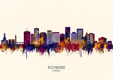 Richmond Virginia Skyline Watercolor Art